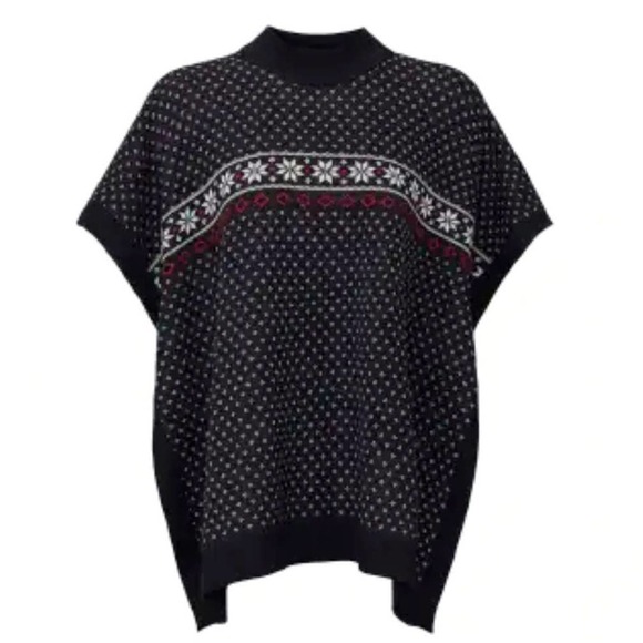 NEW Draper James Fair Isle Cape Poncho Sweater XS/S Nassau‎ Navy Blue Red NWT - Picture 10 of 10